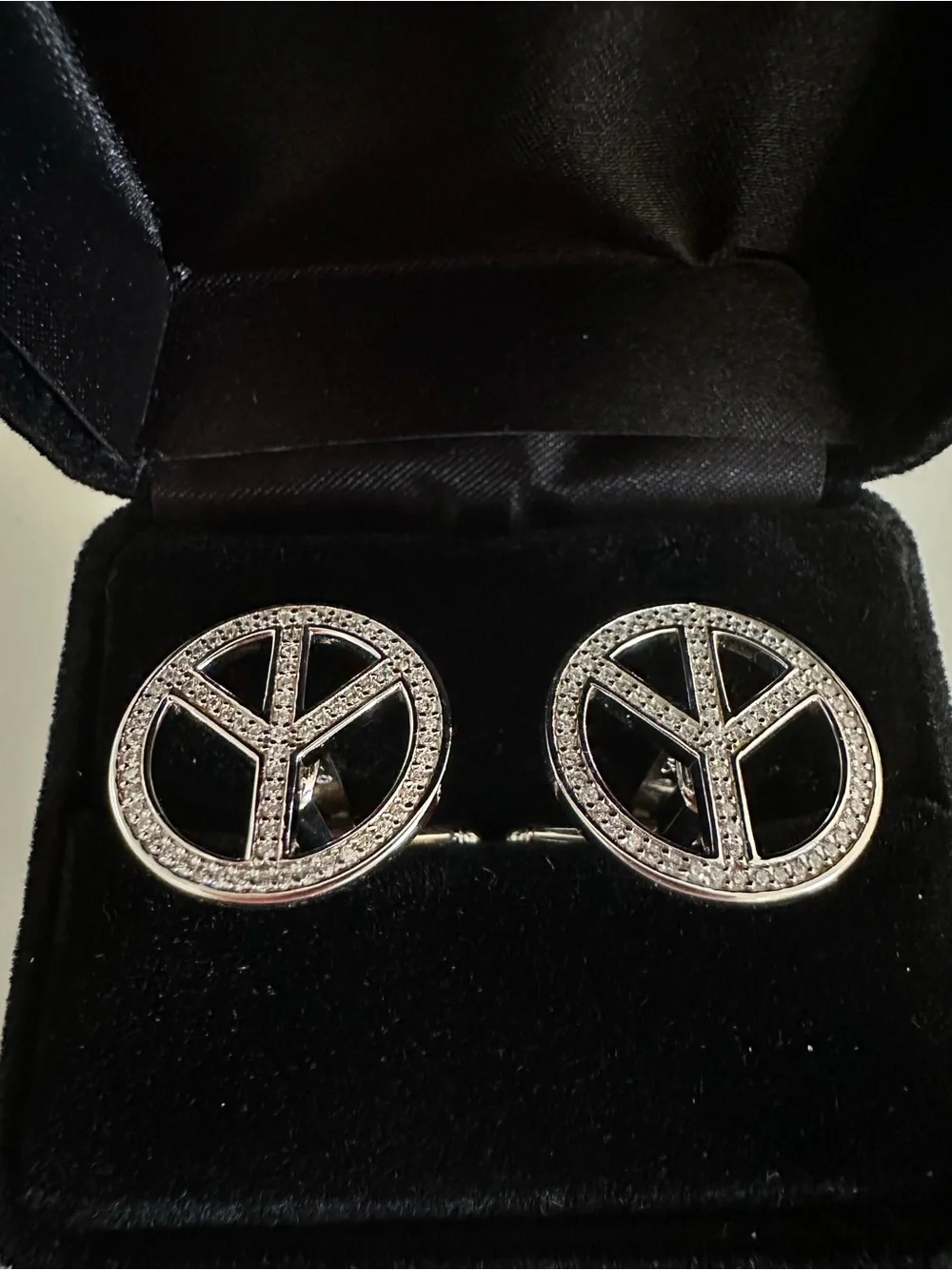 Sterling-Silver Peace Sign Cufflinks - ☮️ Designer Peace & Love By Nancy Davis